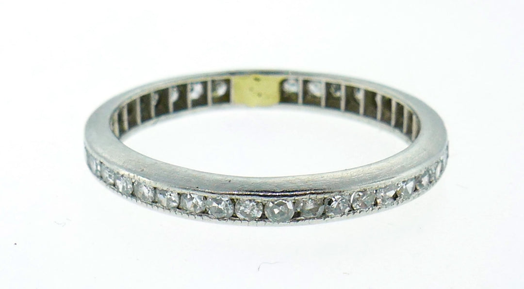 Art Deco Diamond Platinum Eternity Band Ring Single Cut 0.38 ct