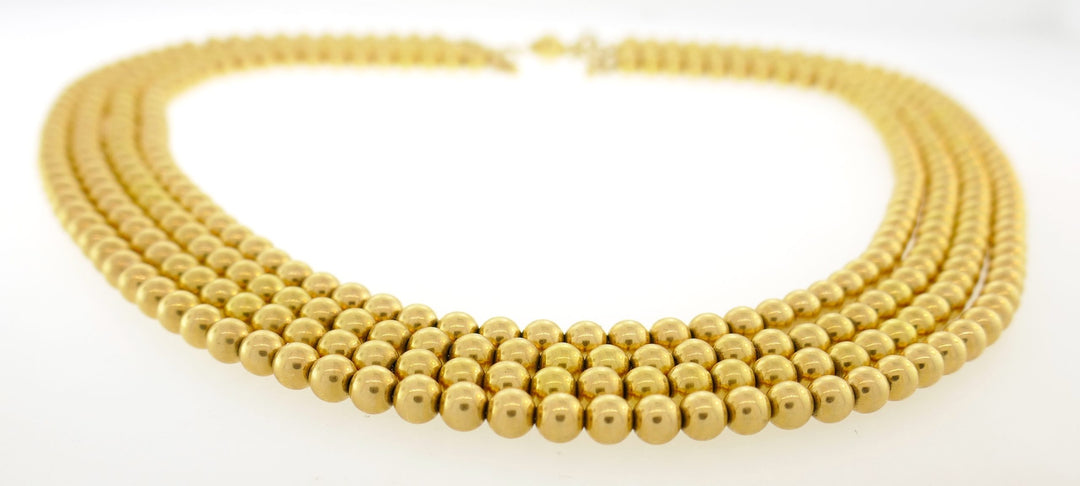 Multi-Strand Yellow Gold Bead Necklace, 1960s