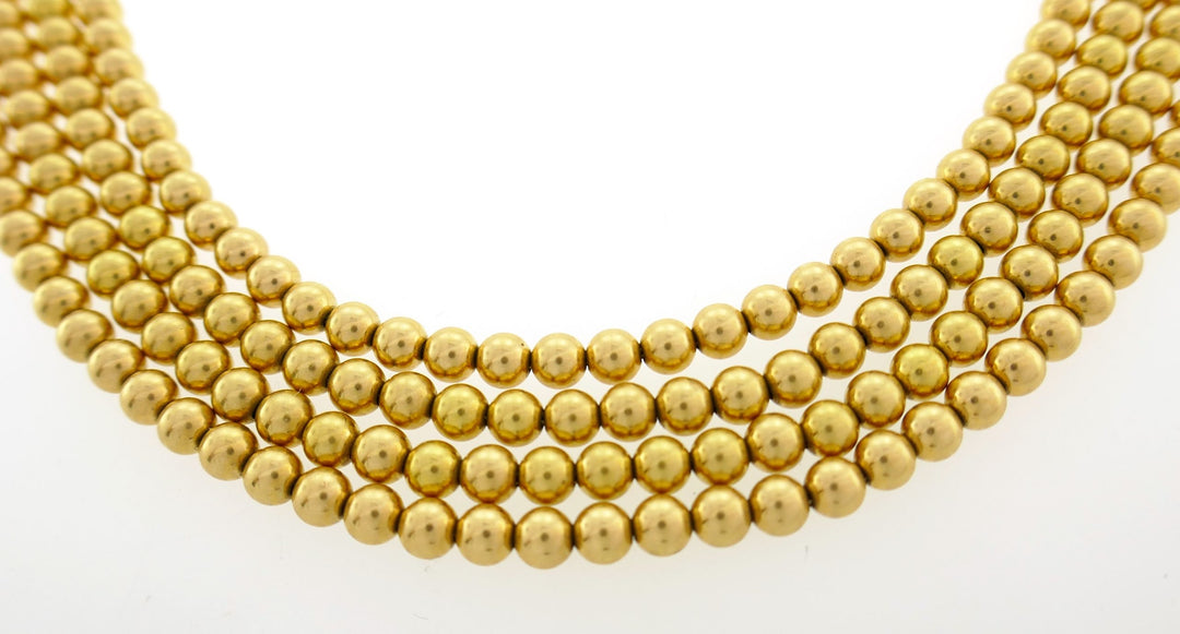 Multi-Strand Yellow Gold Bead Necklace, 1960s