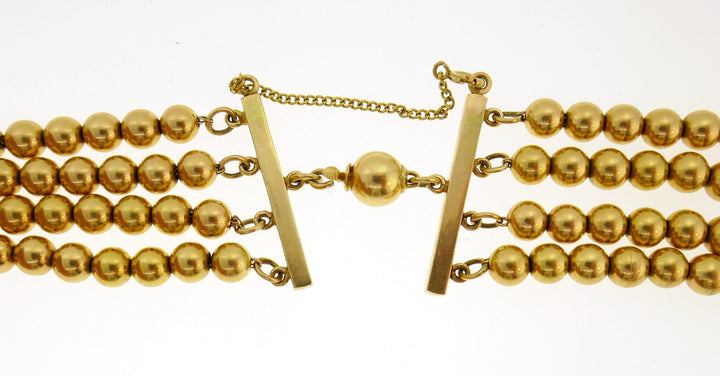 Multi-Strand Yellow Gold Bead Necklace, 1960s