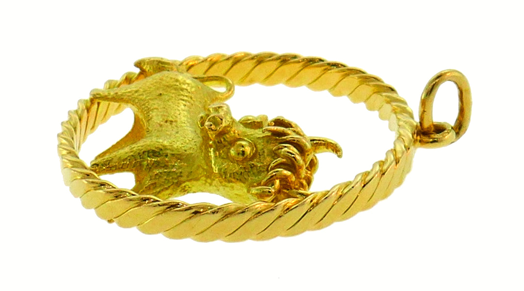 Yellow Gold Taurus Zodiac Pendant, 1980s