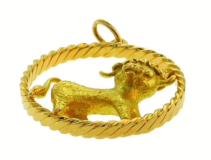 Yellow Gold Taurus Zodiac Pendant, 1980s