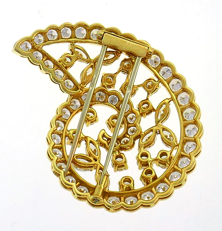 Van Cleef & Arpels Diamond Yellow Gold Pin Brooch Clip