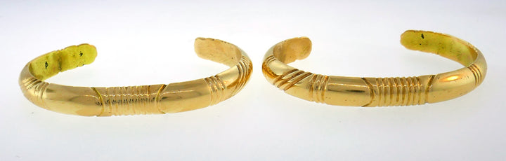 Yellow Gold Bangle Bracelet Pair Signed WB