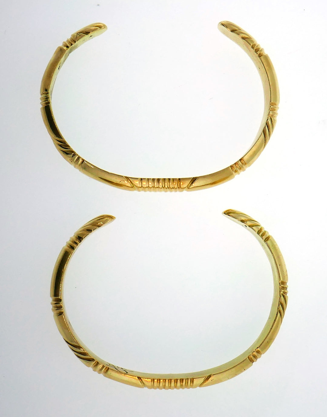 Yellow Gold Bangle Bracelet Pair Signed WB