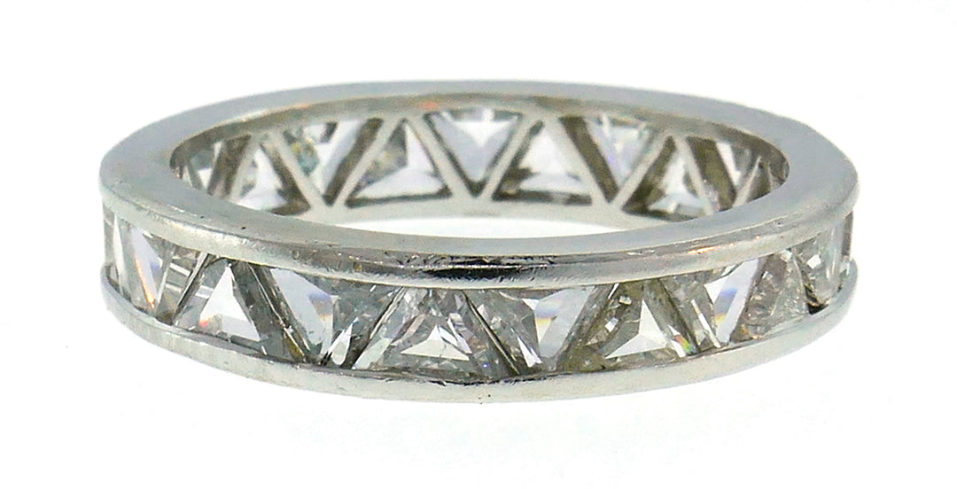 Diamond Platinum Eternity Band Ring 2.88cts Triangle Cut Size 5.75