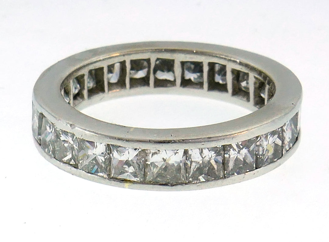 Diamond Platinum Eternity Band Ring 3.45cts Princess Cut Size 6