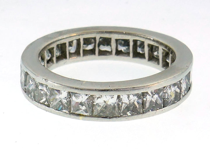 Diamond Platinum Eternity Band Ring 3.45cts Princess Cut Size 6