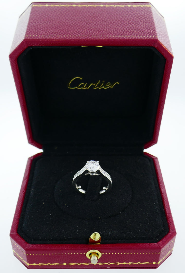 Cartier Diamond Platinum Ring 1.01 Carat D VVS2 GIA Report