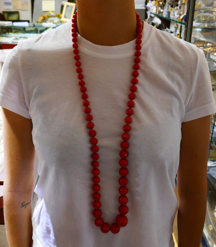 Tiffany & Co. Mediterranean Coral Gold Bead Necklace