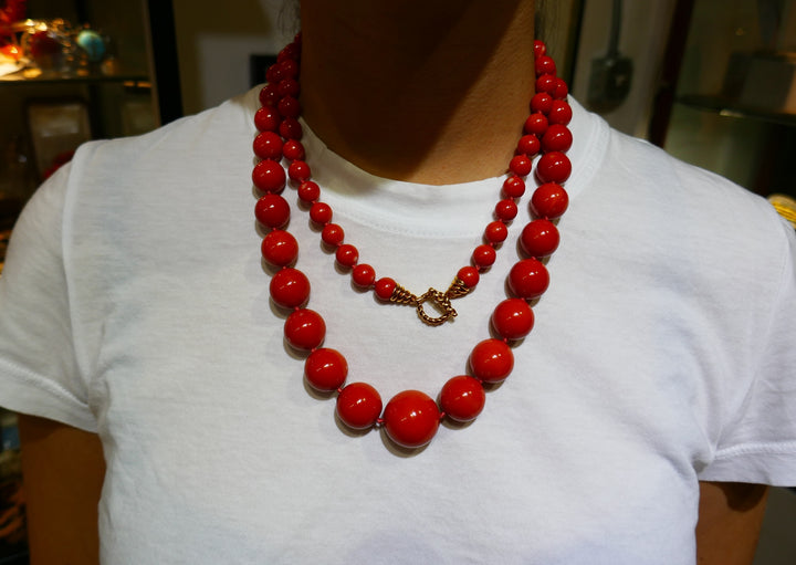 Tiffany & Co. Mediterranean Coral Gold Bead Necklace