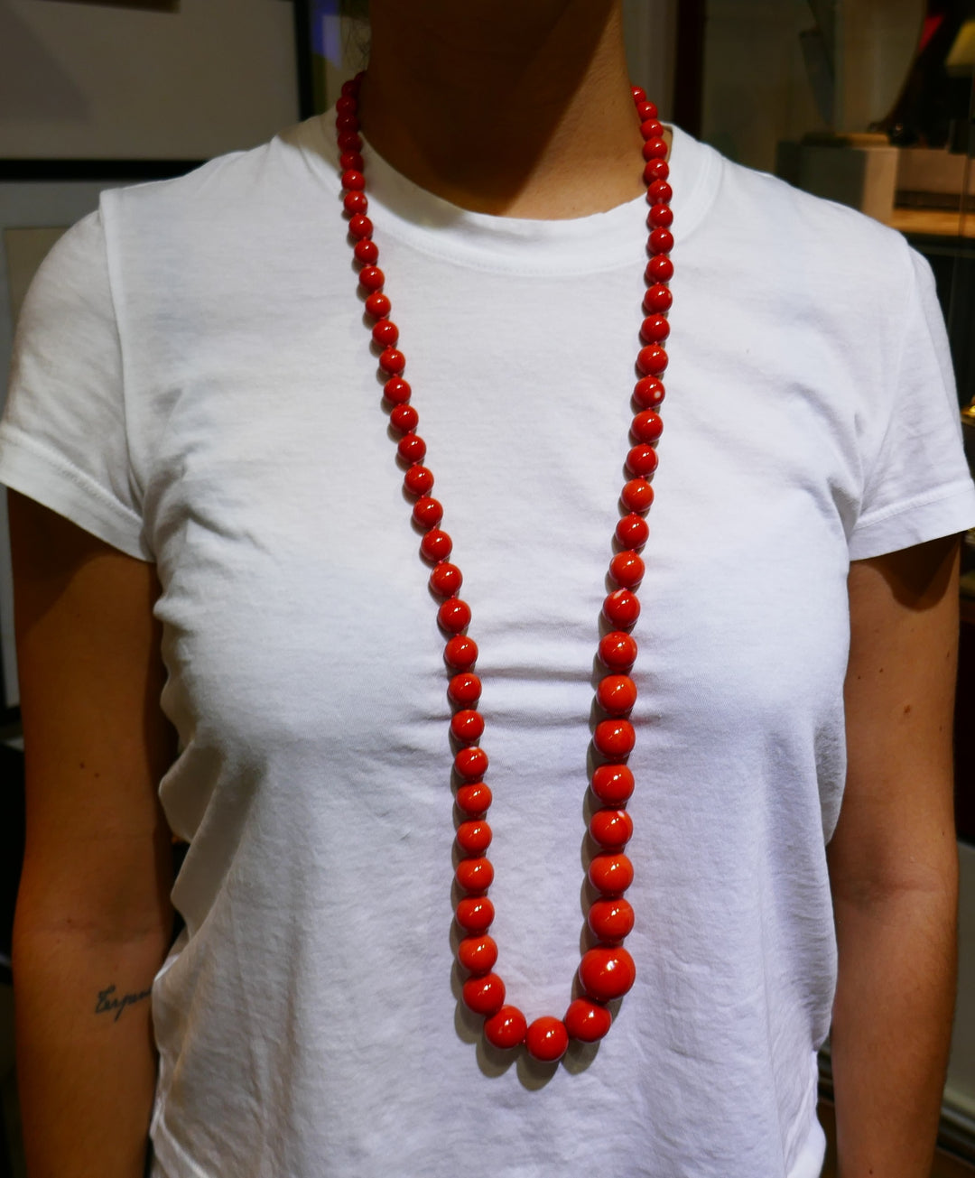 Tiffany & Co. Mediterranean Coral Gold Bead Necklace