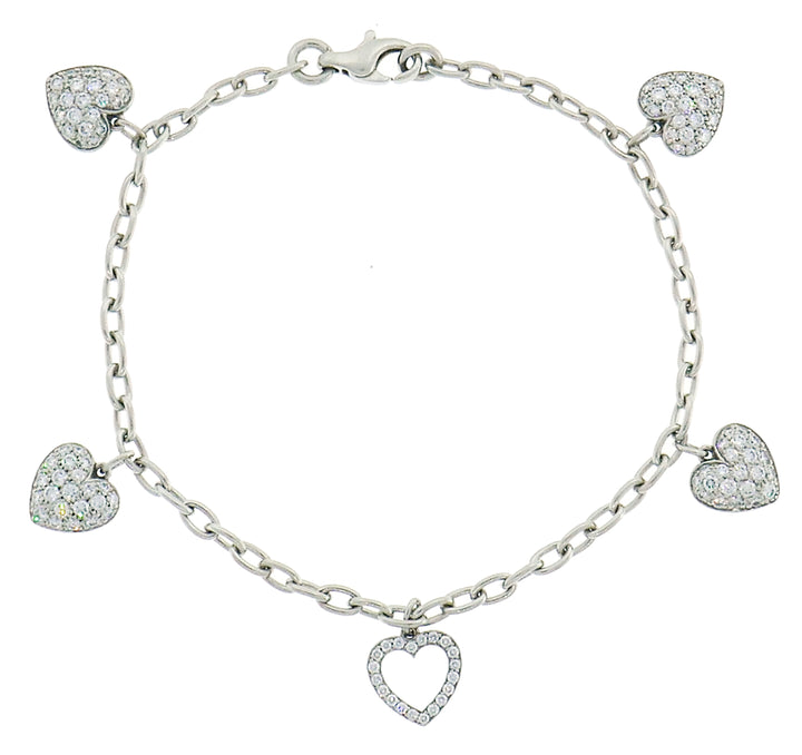 Tiffany & Co. Diamond Platinum Charm Bracelet with Heart Charms