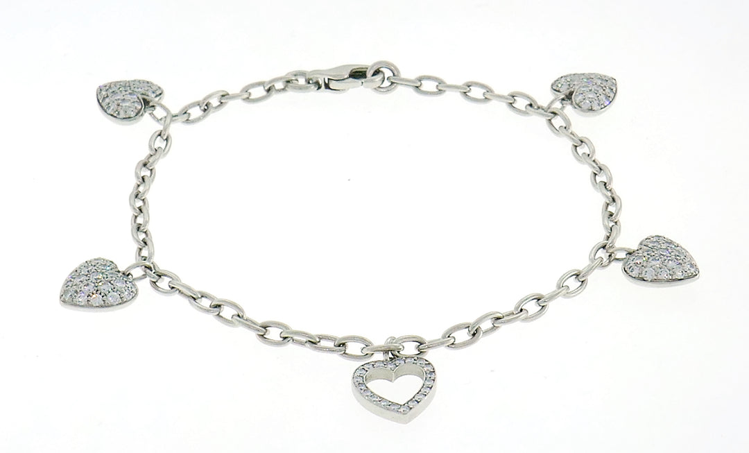 Tiffany & Co. Diamond Platinum Charm Bracelet with Heart Charms