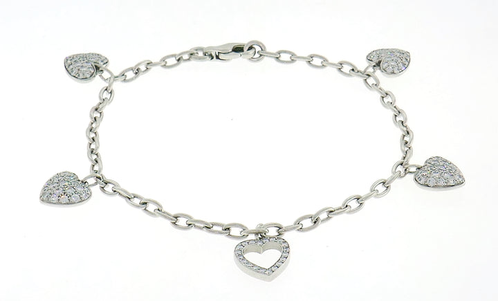 Tiffany & Co. Diamond Platinum Charm Bracelet with Heart Charms