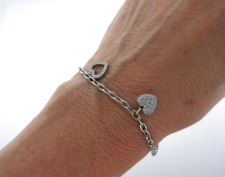 Tiffany & Co. Diamond Platinum Charm Bracelet with Heart Charms