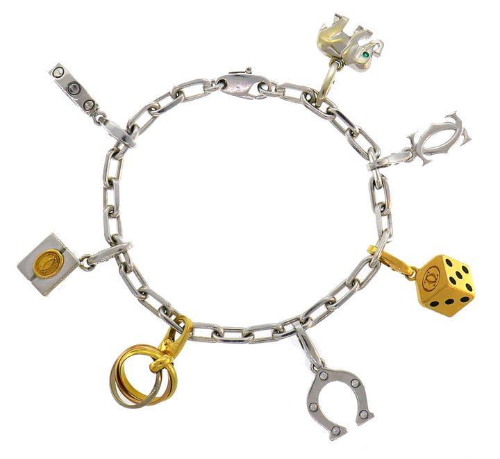 Cartier Diamond Gold Charm Bracelet