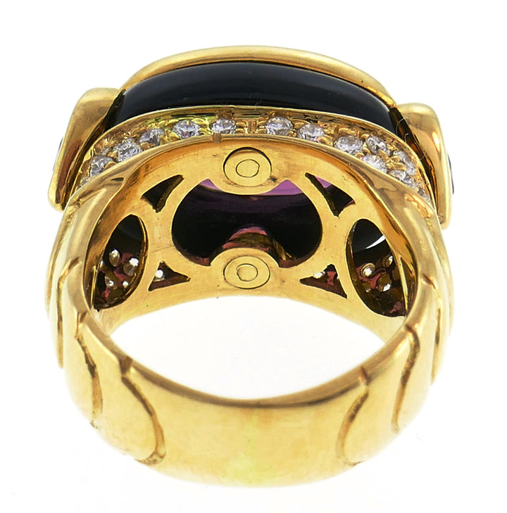 Marina B Yellow Gold Ring with Tourmaline Citrine and Diamond