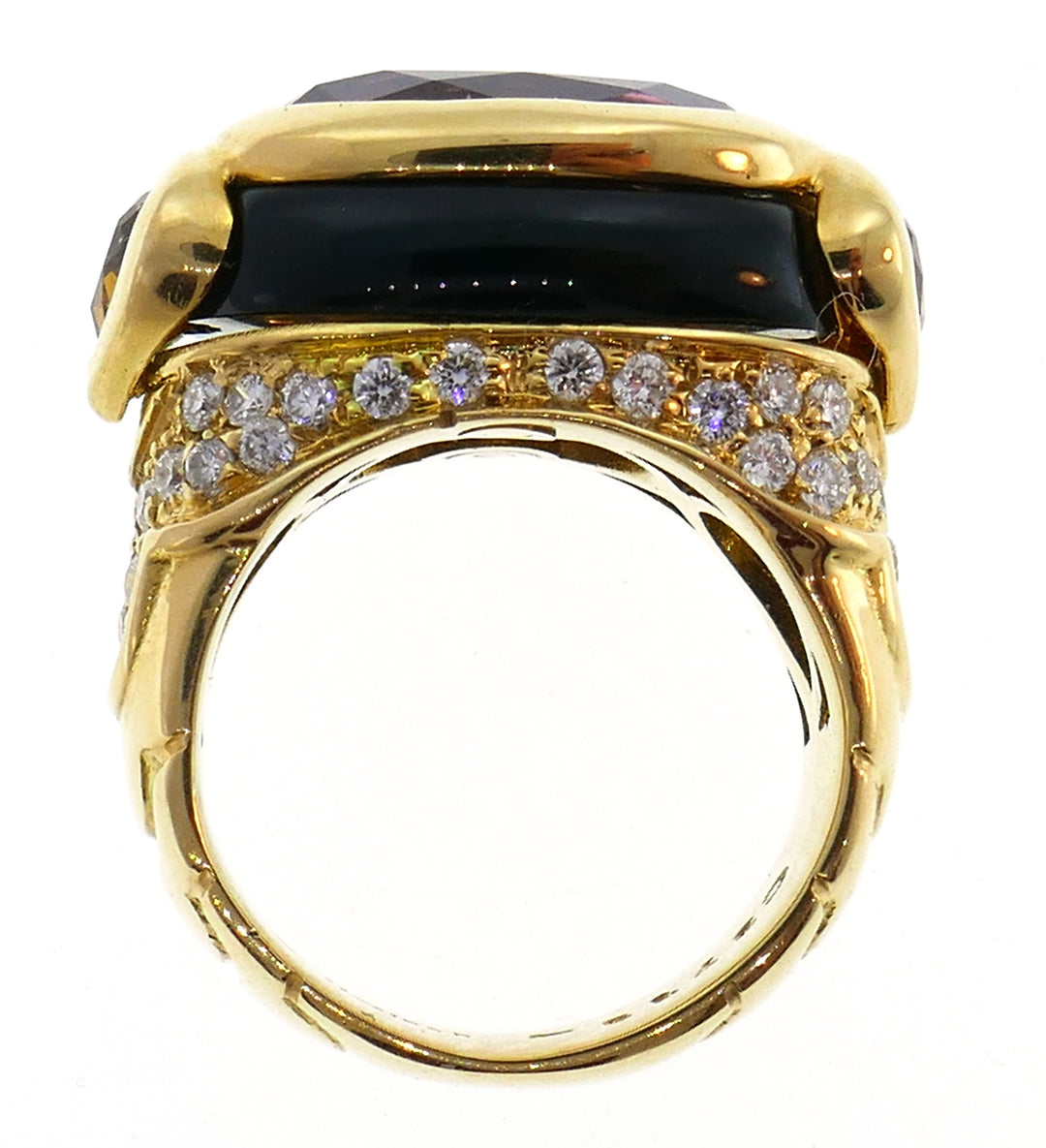 Marina B Yellow Gold Ring with Tourmaline Citrine and Diamond