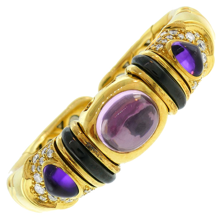 Marina B Gold Bangle Bracelet with Tourmaline Amethyst and Diamond