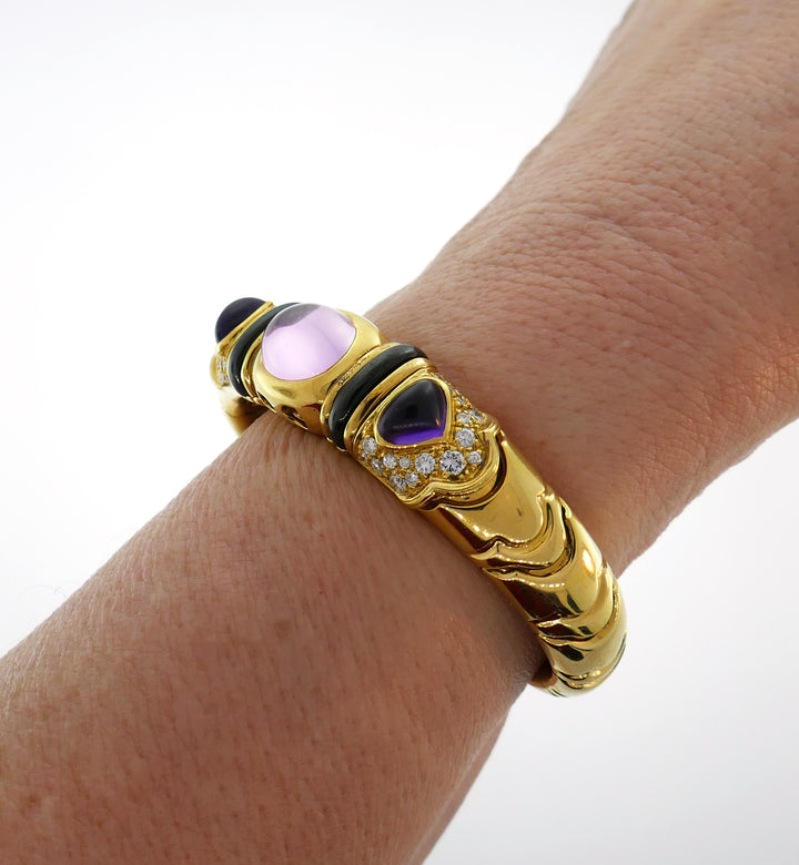 Marina B Gold Bangle Bracelet with Tourmaline Amethyst and Diamond