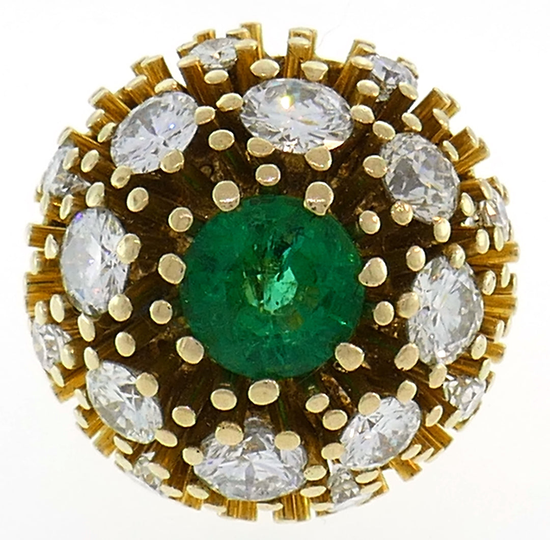 Ruser Emerald Diamond Yellow Gold Ring 1960s