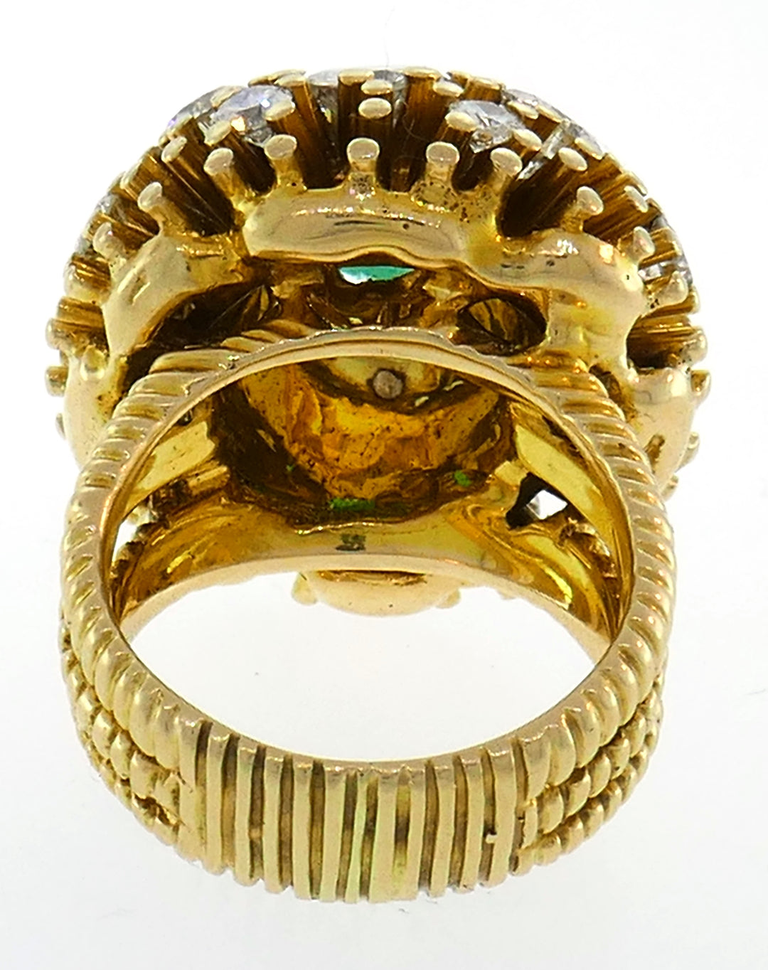 Ruser Emerald Diamond Yellow Gold Ring 1960s