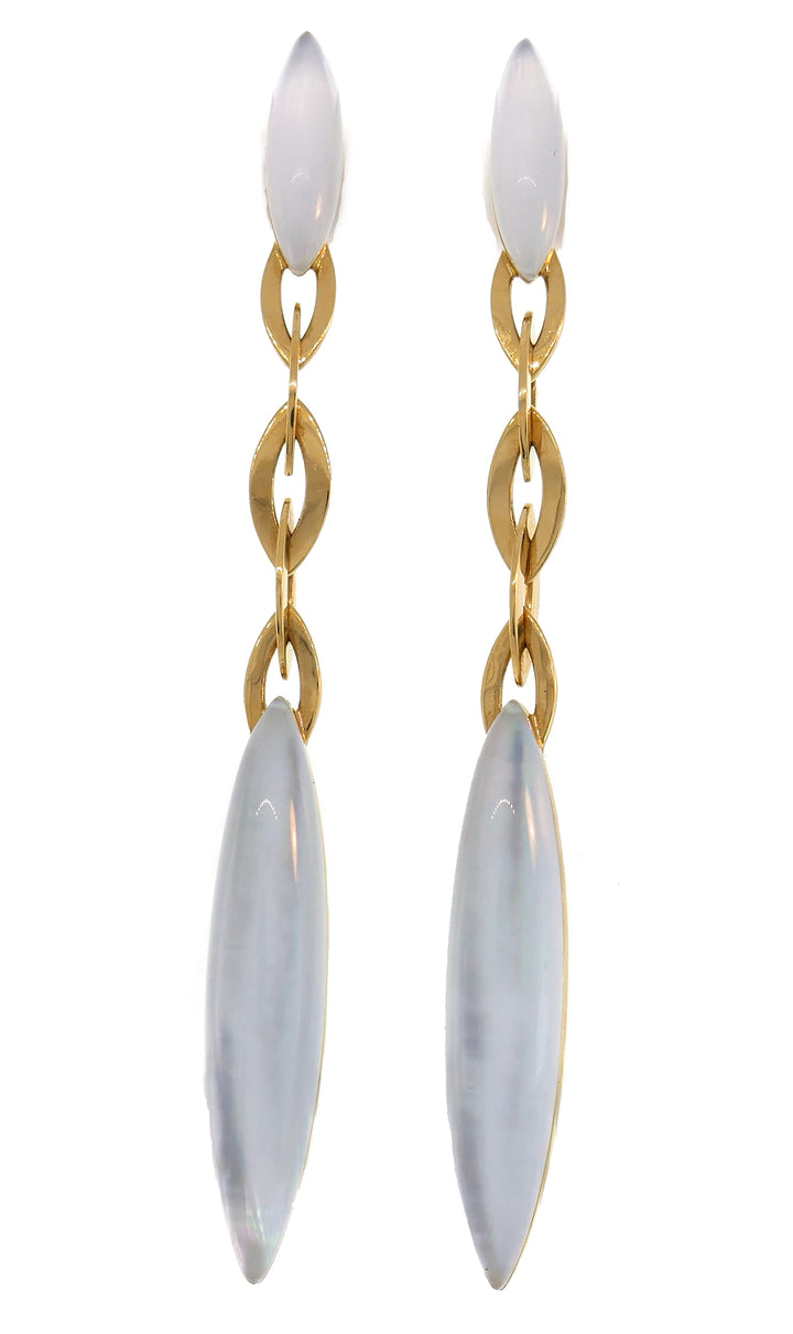 Vhernier Fuseau Yellow Gold Earrings with Mother of Pearl and Rock Crystal