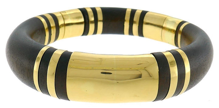 Certified Rene Boivin Wood Gold Bangle Bracelet