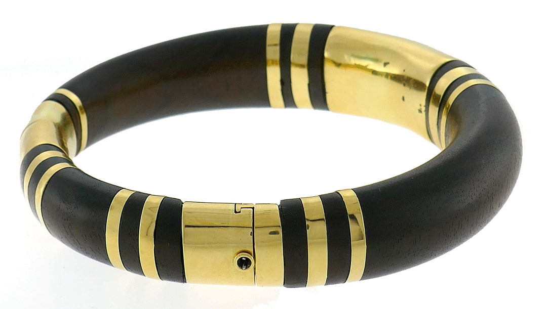 Certified Rene Boivin Wood Gold Bangle Bracelet