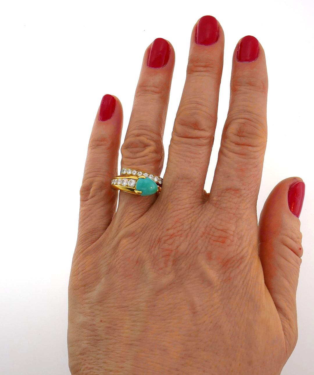 Cartier Turquoise Diamond Yellow Gold Snake Ring