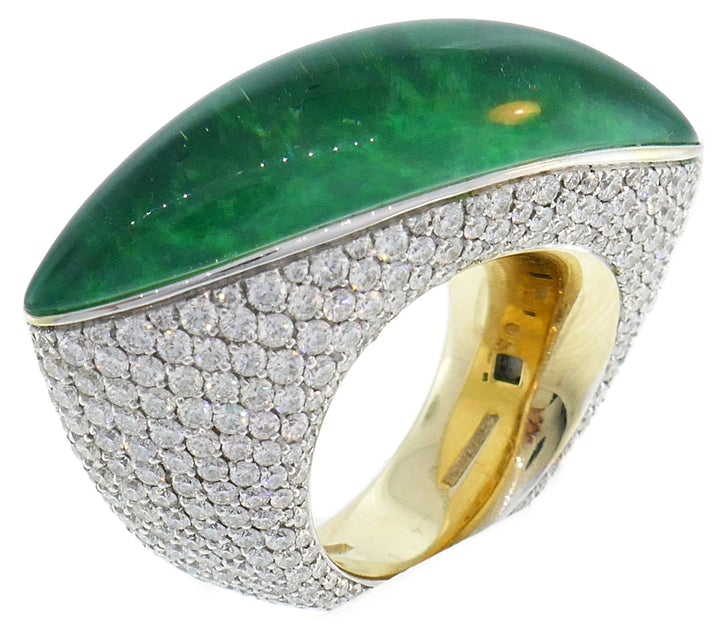 Vhernier Fuseau Diamond White Gold Ring with Jade and Quartz