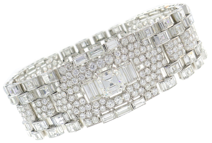 Art Deco Revival Diamond Platinum Bracelet 1960s