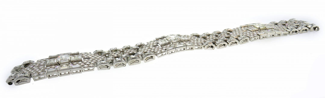 Art Deco Revival Diamond Platinum Bracelet 1960s