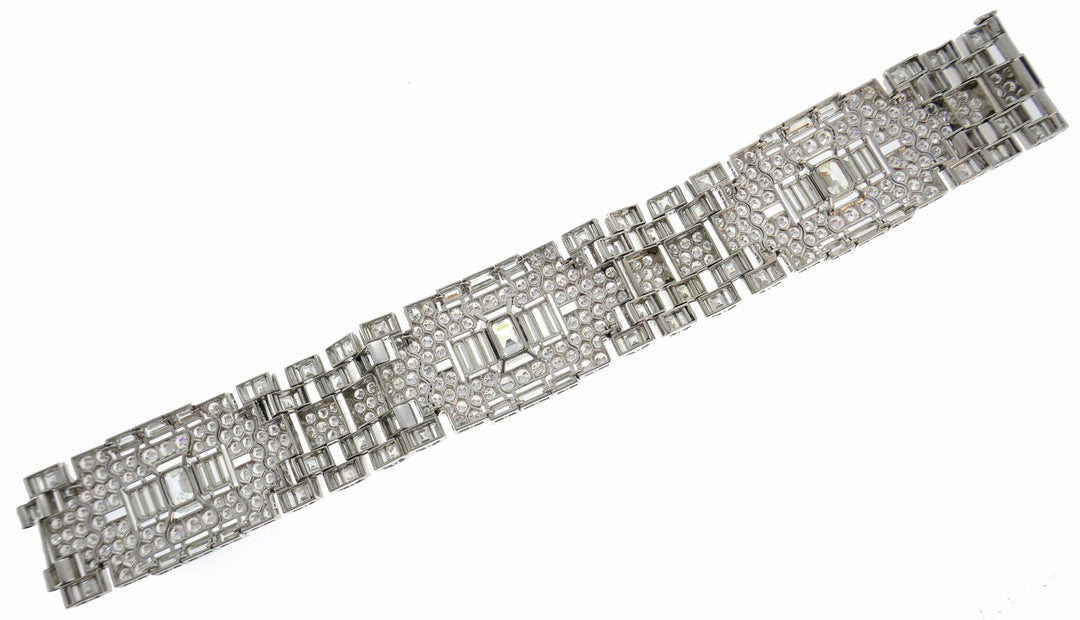 Art Deco Revival Diamond Platinum Bracelet 1960s