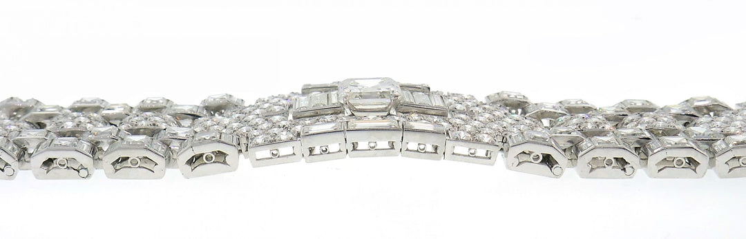 Art Deco Revival Diamond Platinum Bracelet 1960s