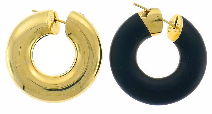 Vhernier Creole Yellow Gold Jet Hoop Earrings