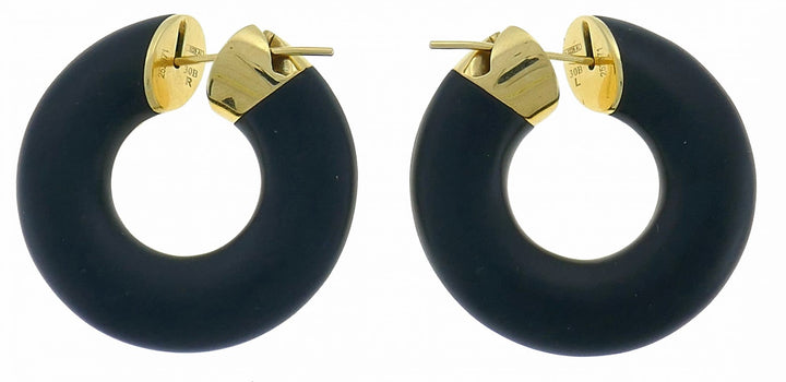 Vhernier Creole Yellow Gold Jet Hoop Earrings