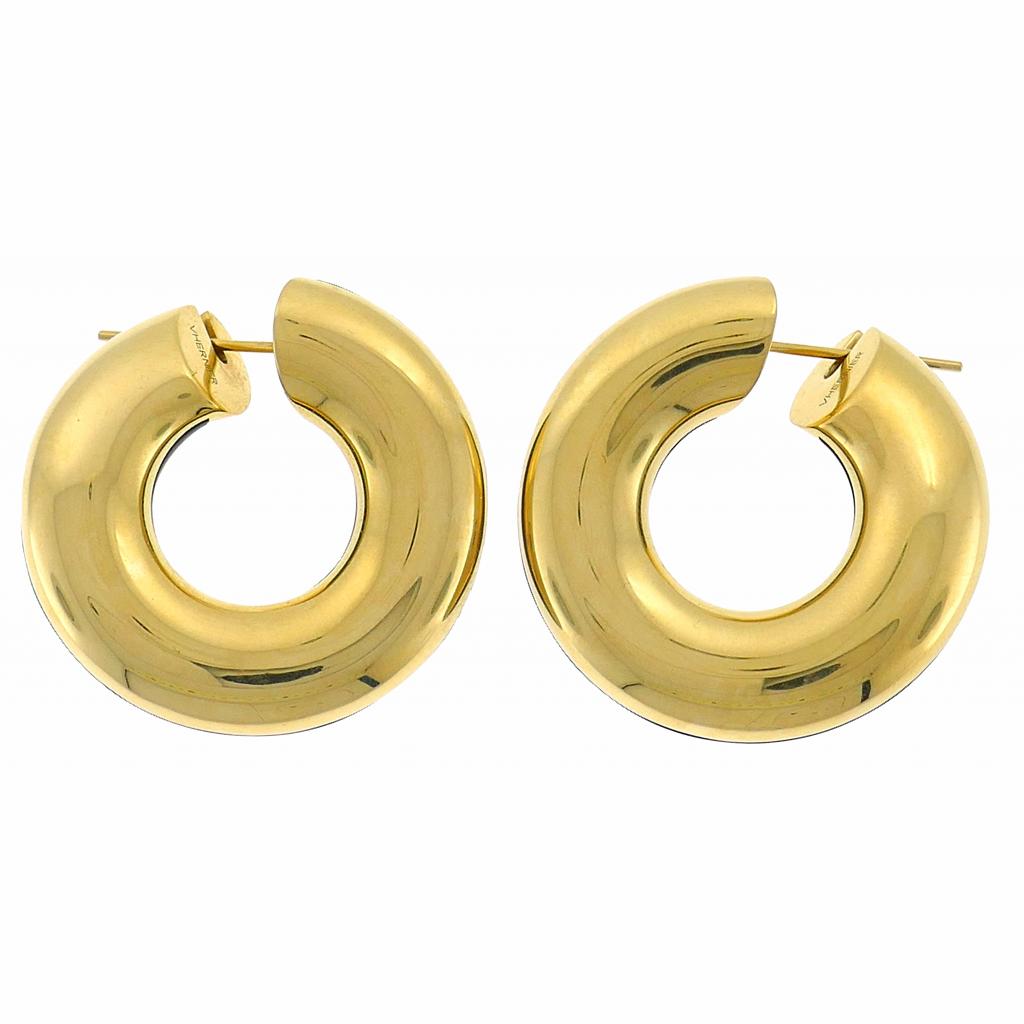 Vhernier Creole Yellow Gold Jet Hoop Earrings