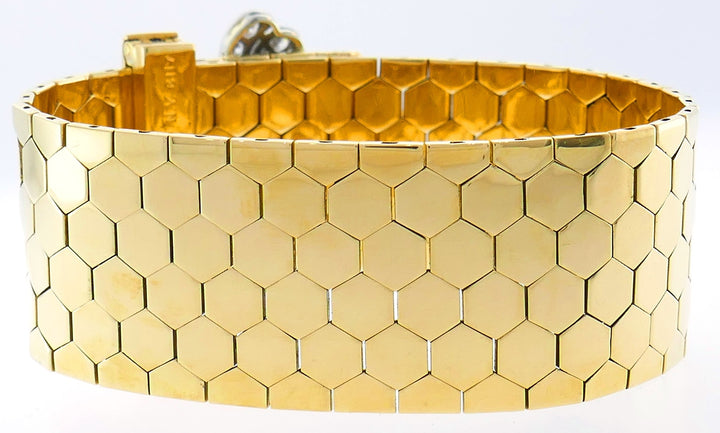 Retro Van Cleef & Arpels Ludo Buckle Bracelet Diamond Yellow Gold