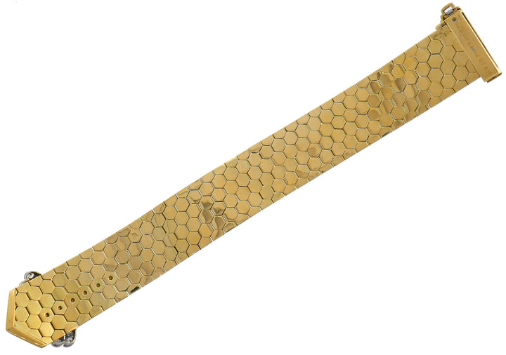 Retro Van Cleef & Arpels Ludo Buckle Bracelet Diamond Yellow Gold