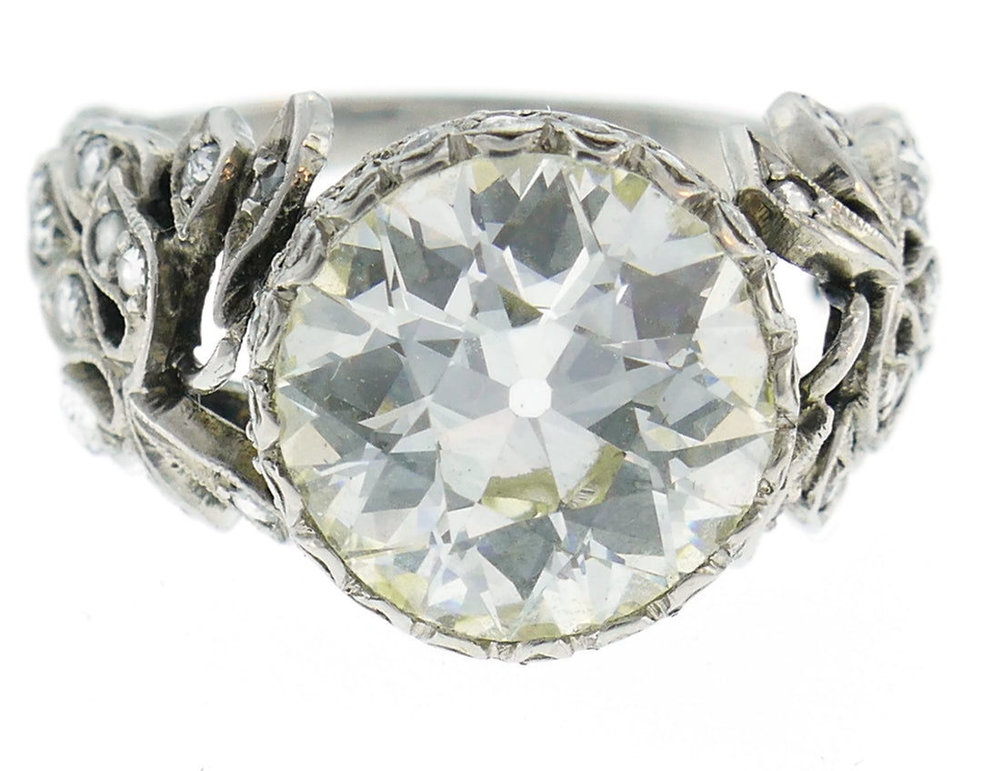 Edwardian Old European Cut Diamond Platinum Ring