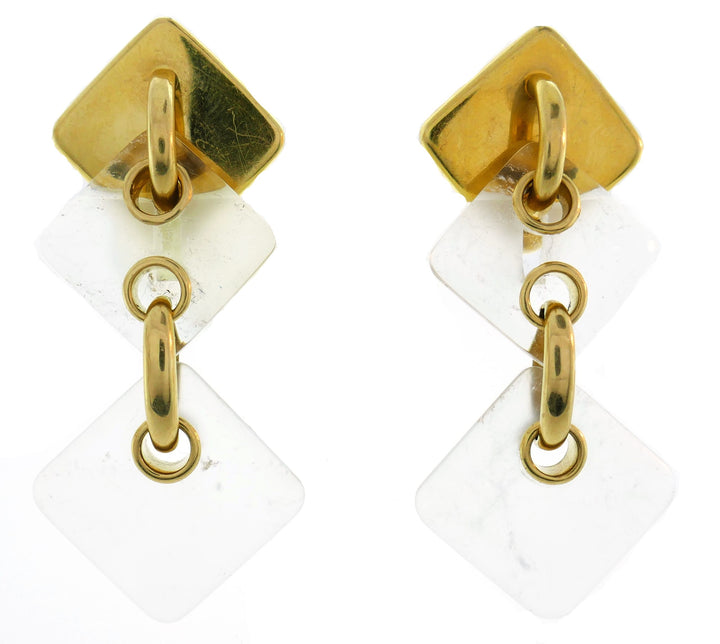 Aldo Cipullo Rock Crystal Yellow Gold Earrings