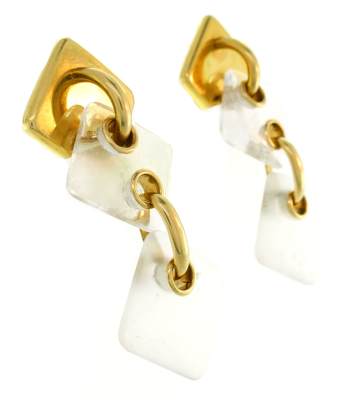 Aldo Cipullo Rock Crystal Yellow Gold Earrings