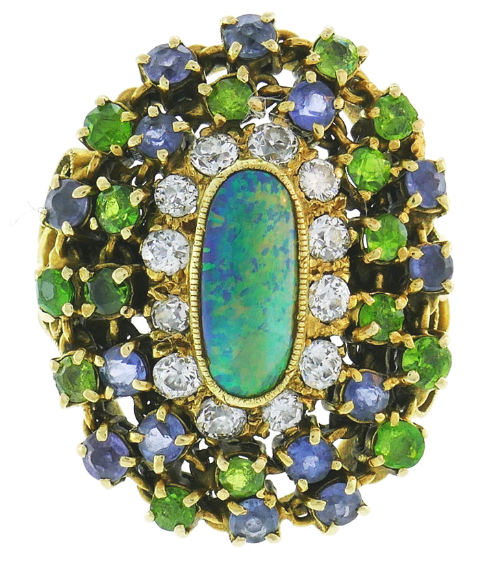 Tiffany & Co. Opal Yellow Gold Ring with Diamond Tanzanite and Peridot