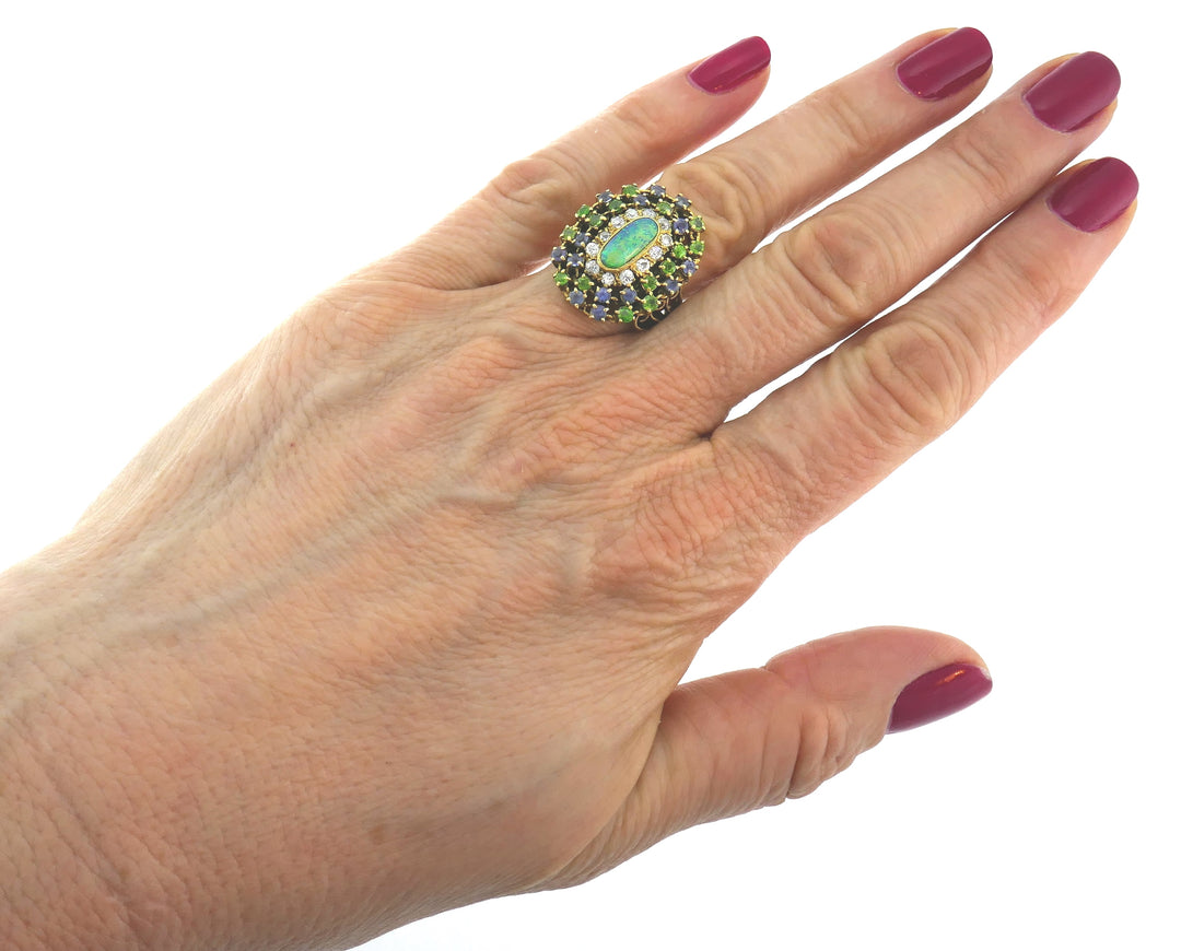 Tiffany & Co. Opal Yellow Gold Ring with Diamond Tanzanite and Peridot