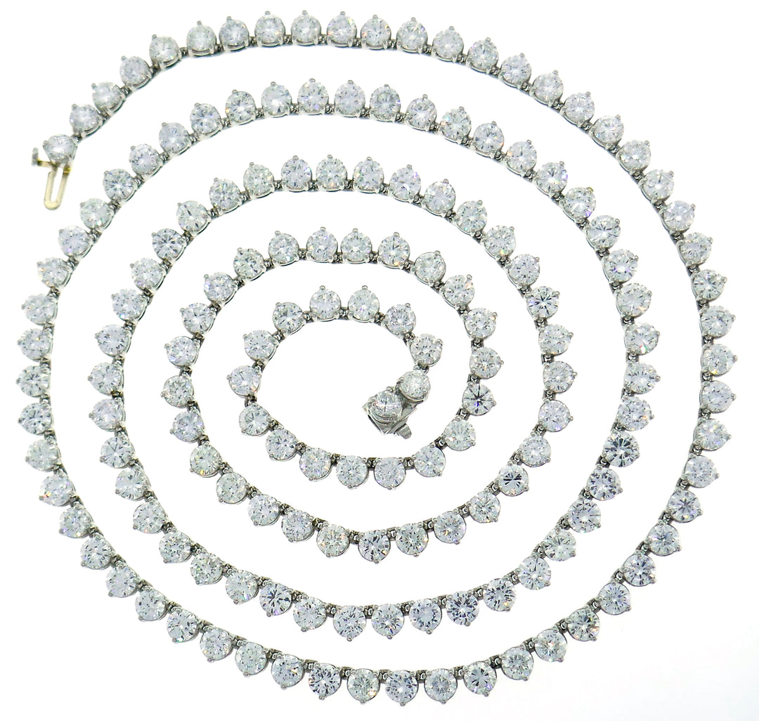 Diamond Platinum Tennis Riviere Necklace Opera Length