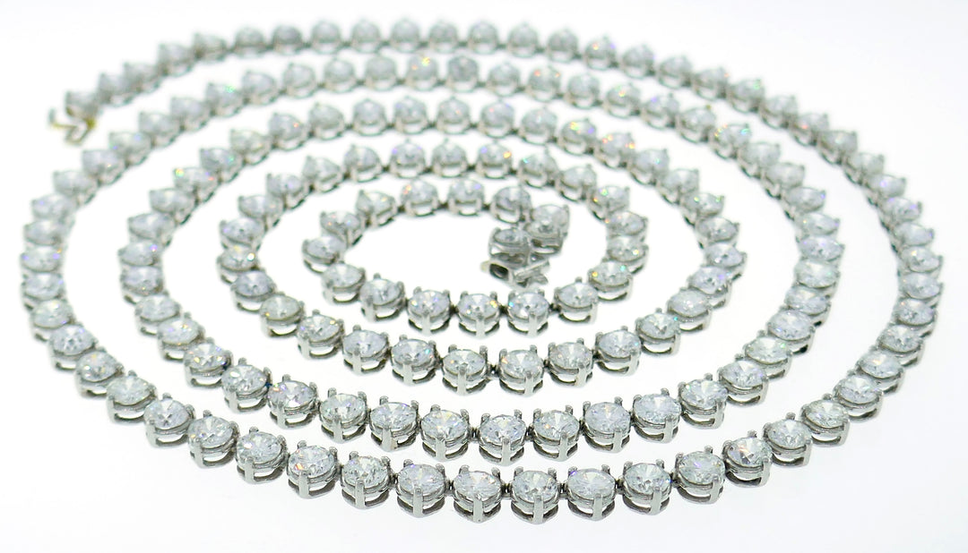 Diamond Platinum Tennis Riviere Necklace Opera Length