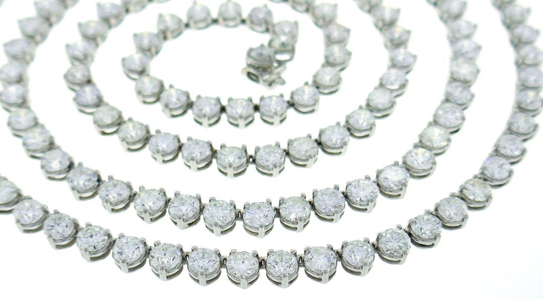 Diamond Platinum Tennis Riviere Necklace Opera Length