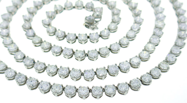 Diamond Platinum Tennis Riviere Necklace Opera Length